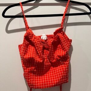 Red gingham crop top